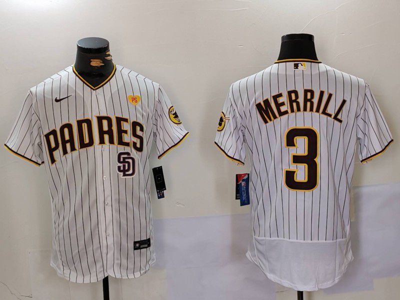 Men San Diego Padres #3 Merrill White stripe Elite 2024 Nike MLB Jersey style 9022